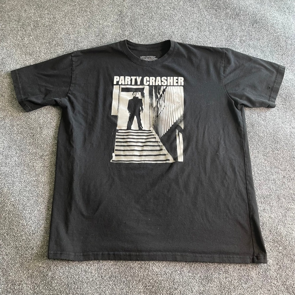 Halloween Michael Myers Party Crasher Graphic T-Shirt Mens 2XL Black